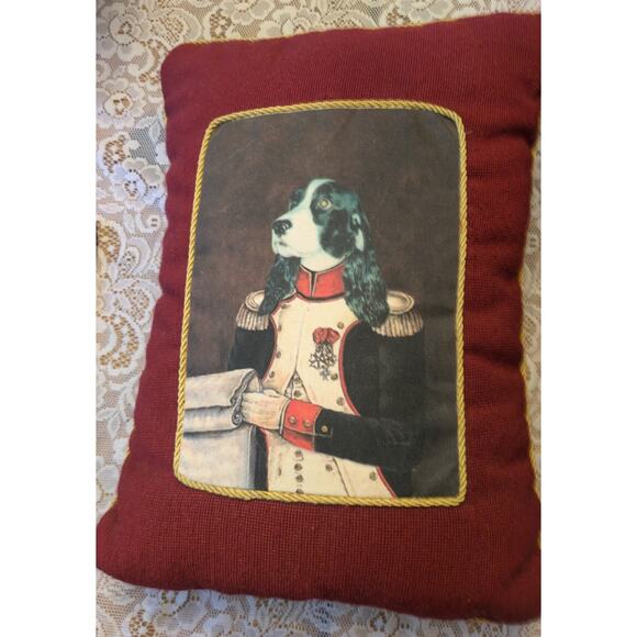Vintage Exposures Spaniels Wool Decorative Pillows (2), Black & Red w/Gold Trim - Picture 2 of 6